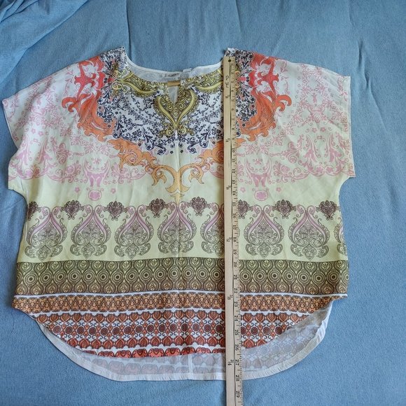 Cato Plus Size Blouse Yellow/Orange Paisley Sz 18-20W - Picture 7 of 7